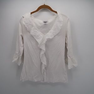 Soft Surroundings Ruffle 3/4 Bell Sleeve Blouse